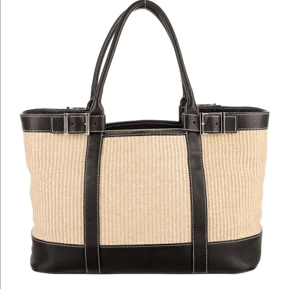 Tiffany & Co. Rattan Leather Trimmed Tote